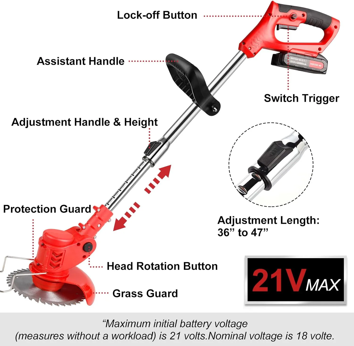Cordless Grass Trimmer – 21 V Kit