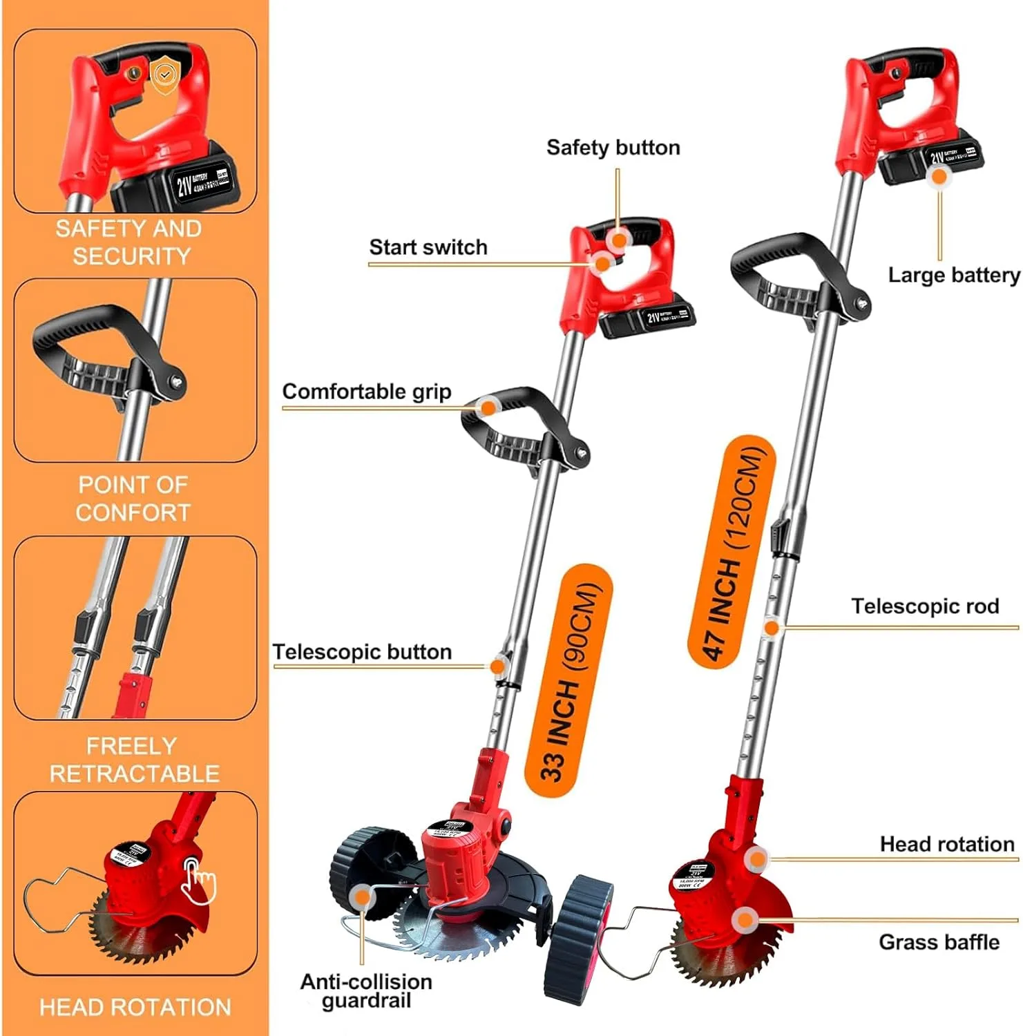 Cordless Grass Trimmer Kit – 21 V