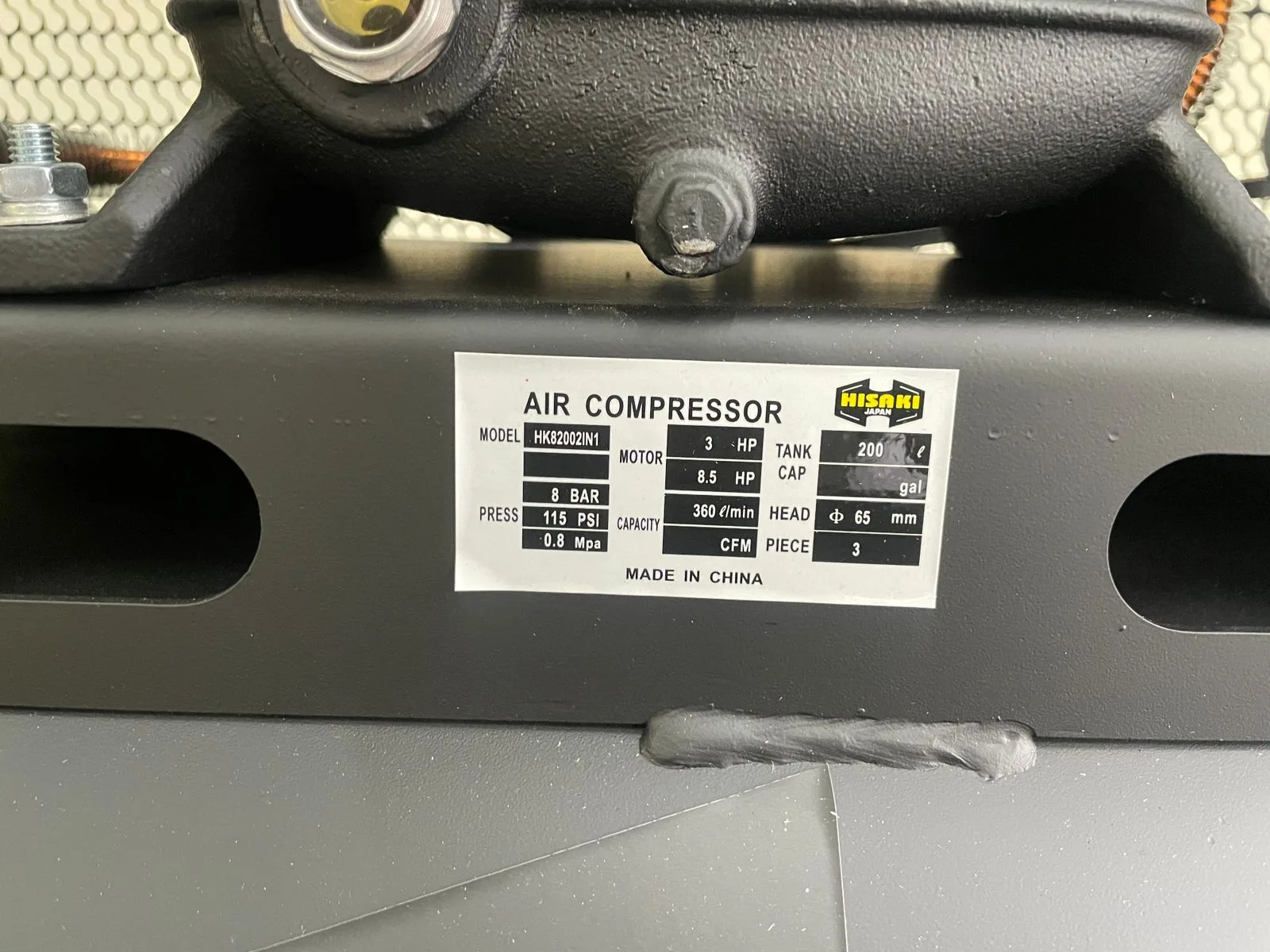 HISAKI 200L 3HP 2-in-1 Diesel & Electric Air Compressor  HK82002IN1