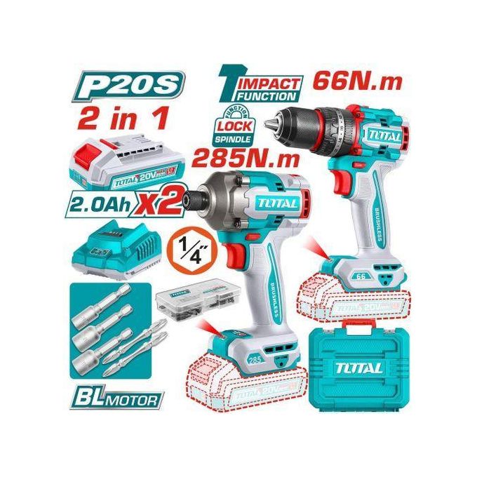 TOTAL TCKLI20286 Cordless 2 Pcs Combo Kit (20V)