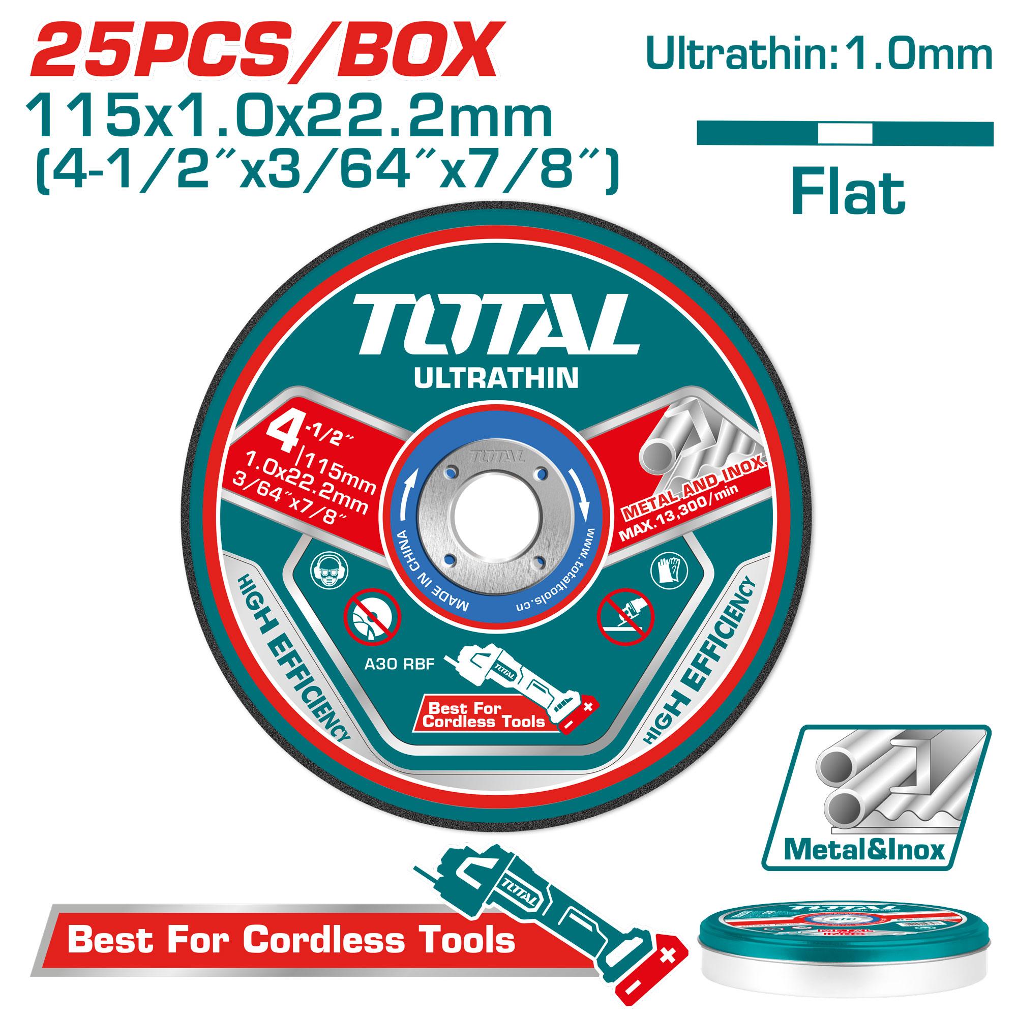 TOTAL TAC11011525 Ultra-thin Metal Cutting Disc Set (115mm)