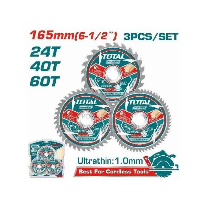 TOTAL TAC236165 165mm Ultra-Thin TCT Saw Blade Set (3pcs)