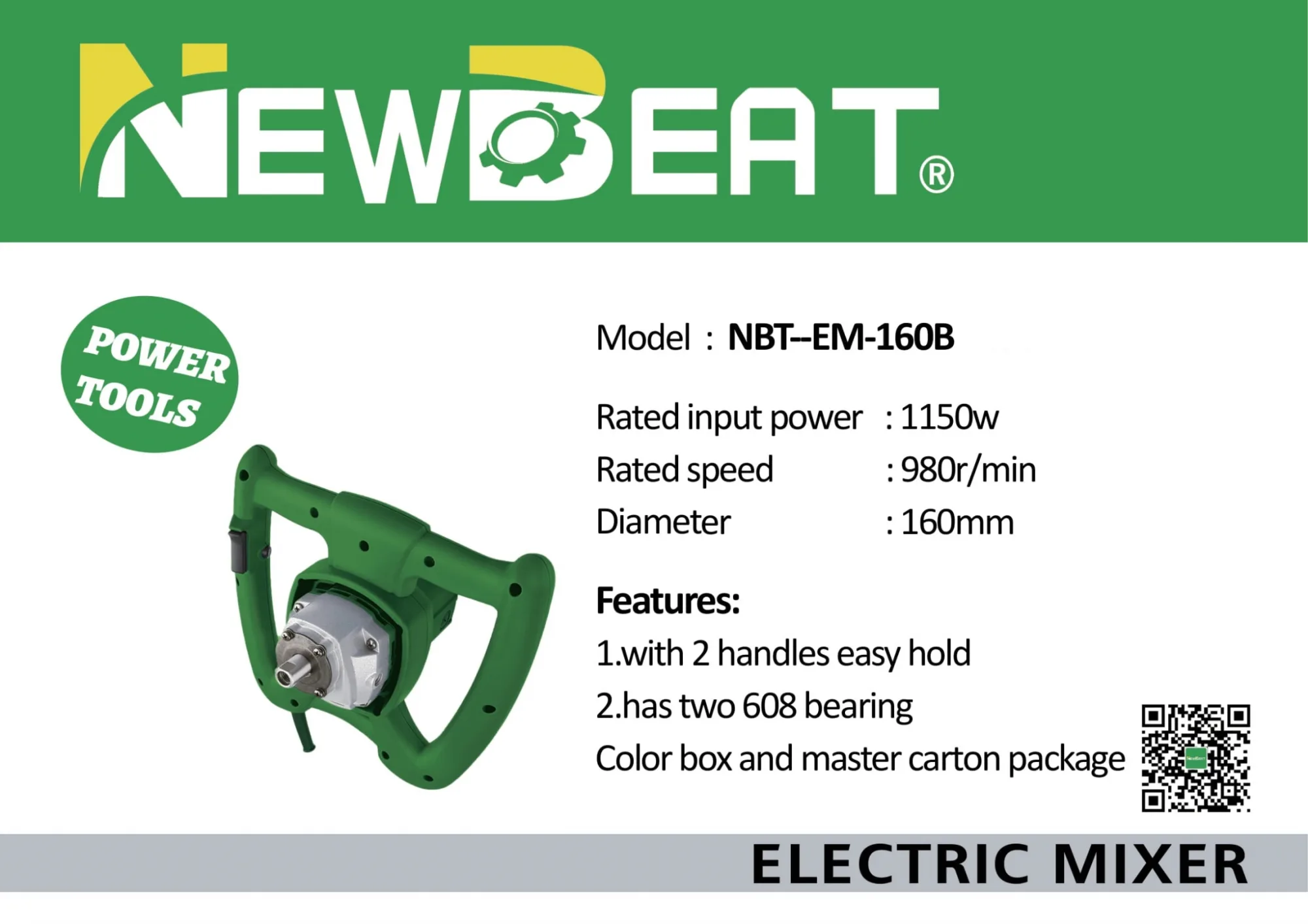 NEWBEAT NBT-EM-160B Electric Mixer