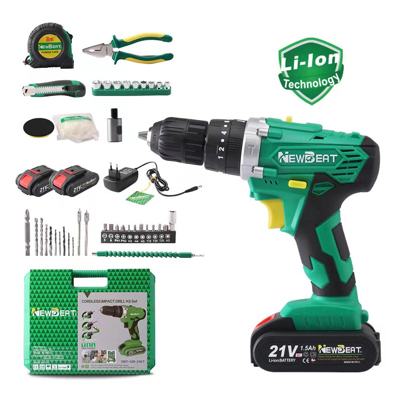 Newbeat 21V Cordless Drill Driver Set (Battery Power Hand Tool Kit)