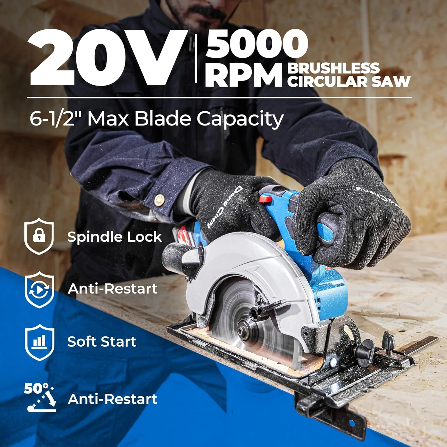 DongCheng Cordless Circular Saw 7 Inch 20V